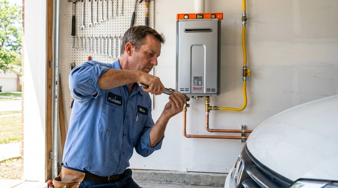 Tankless water heater installation by a Johns Plumbing LLC plumber in Crestline